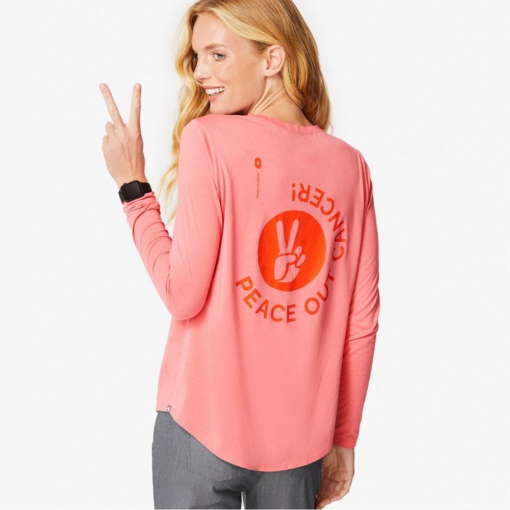 Figs Pink Peace Out Cancer Underscrub XL